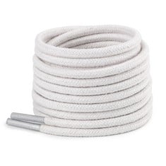 QUANTITY OF TIESTRA WORK BOOT LACES HEAVY DUTY, ROUND REPLACEMENT SHOE LACES FOR WALKING BOOTS, HIKING BOOTS, WORKING BOOTS, CHEF BOOTS AND TRAINERS, ULTRA STRONG DURABLE SHOE LACES WHITE 150CM - TOT