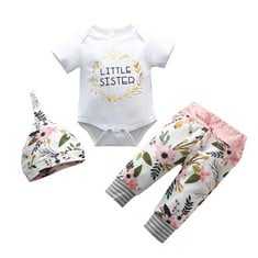 QUANTITY OF ASSORTED ITEMS TO INCLUDE WINMANY TODDLER BABY GIRLS SISTER MATCHING OUTFITS ROMPER FLORAL PANTS SKIRT DRESS (SHORT SLEEVE LITTLE SISTER, 3-6 MONTH): LOCATION - D