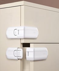 14 X CABINET LOCKS FOR CORNER, 6 PACK BABY SAFETY HIDDEN LOCK FOR CABINETS AND DRAWERS, EASY INSTALLATION, NO DRILLING REQUIRED - TOTAL RRP £98: LOCATION - E
