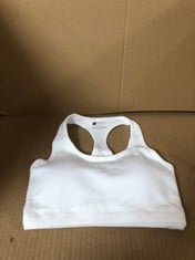 QUANTITY OF ASSORTED ITEMS TO INCLUDE LADIES SPORTS BRA WHITE SIZE SMALL : LOCATION - A