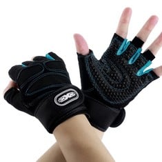 35 X COLIXPET GYM GLOVES, WEIGHT LIFTING GLOVES WITH WRIST WRAP SUPPORT GLOVES FOR MEN & WOMEN PALM PROTECTION FOR WORKOUT TRAINING?FITNESS, HANGING, PULL UPS BLUESIZE L - TOTAL RRP £204: LOCATION -