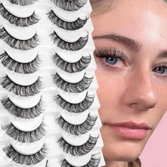 38 X GLOWINGWIN CAT EYE LASHES NATURAL LOOK RUSSIAN EYELASHES D CURL RUSSIAN STRIP LASHES WISPY FLUFFY 3D FAUX MINK LASHES HYBRID STRIP LASHES 10 PAIRS PACK FALSE EYELASHES FAKE LASHES - TOTAL RRP £2