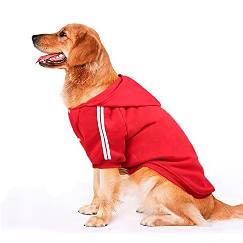 20 X NAMSAN DOG CLOTHES DOG HOODIE FOR LARGE DOG PET WINTER CLOTHES SOFT COMFORTABLE DOG SWEATER WITH BUTTON CLOSURE SUITABLE FOR MEDIUM TO LARGE DOGS RED-3XL - TOTAL RRP £216: LOCATION - RACK C