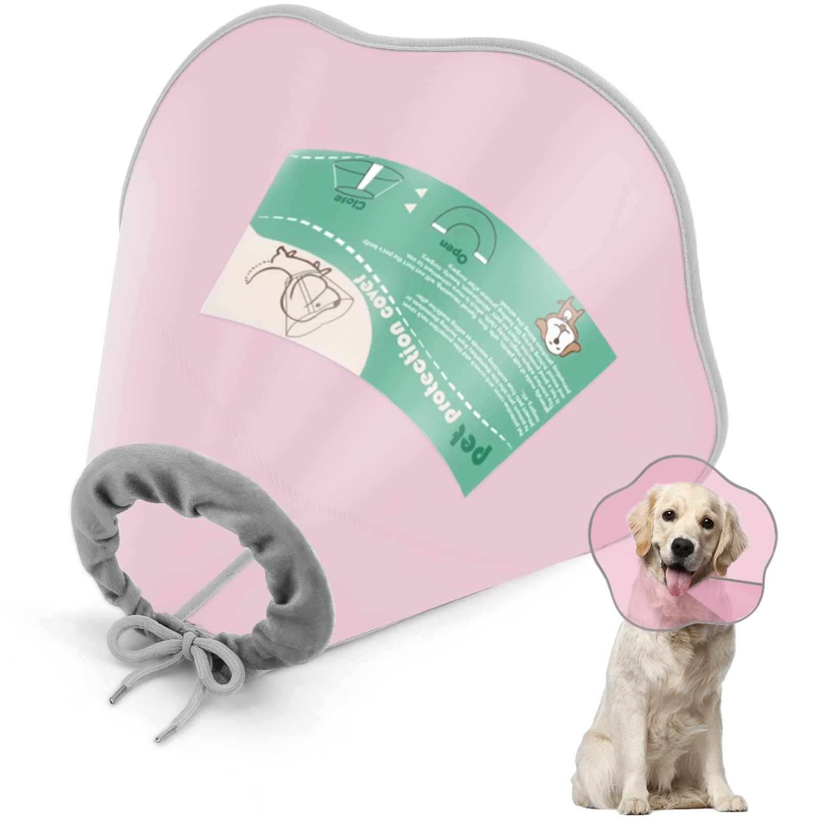 12 X SUPET DOG CONE COLLAR, ADJUSTABLE PET RECOVERY COLLAR DOG SURGERY CONE PROTECTIVE DOG CONE COLLAR FOR LARGE SMALL DOGS AFTER SURGERY, PLASTIC DOG CATS (PINK S) - TOTAL RRP £172: LOCATION - RACK