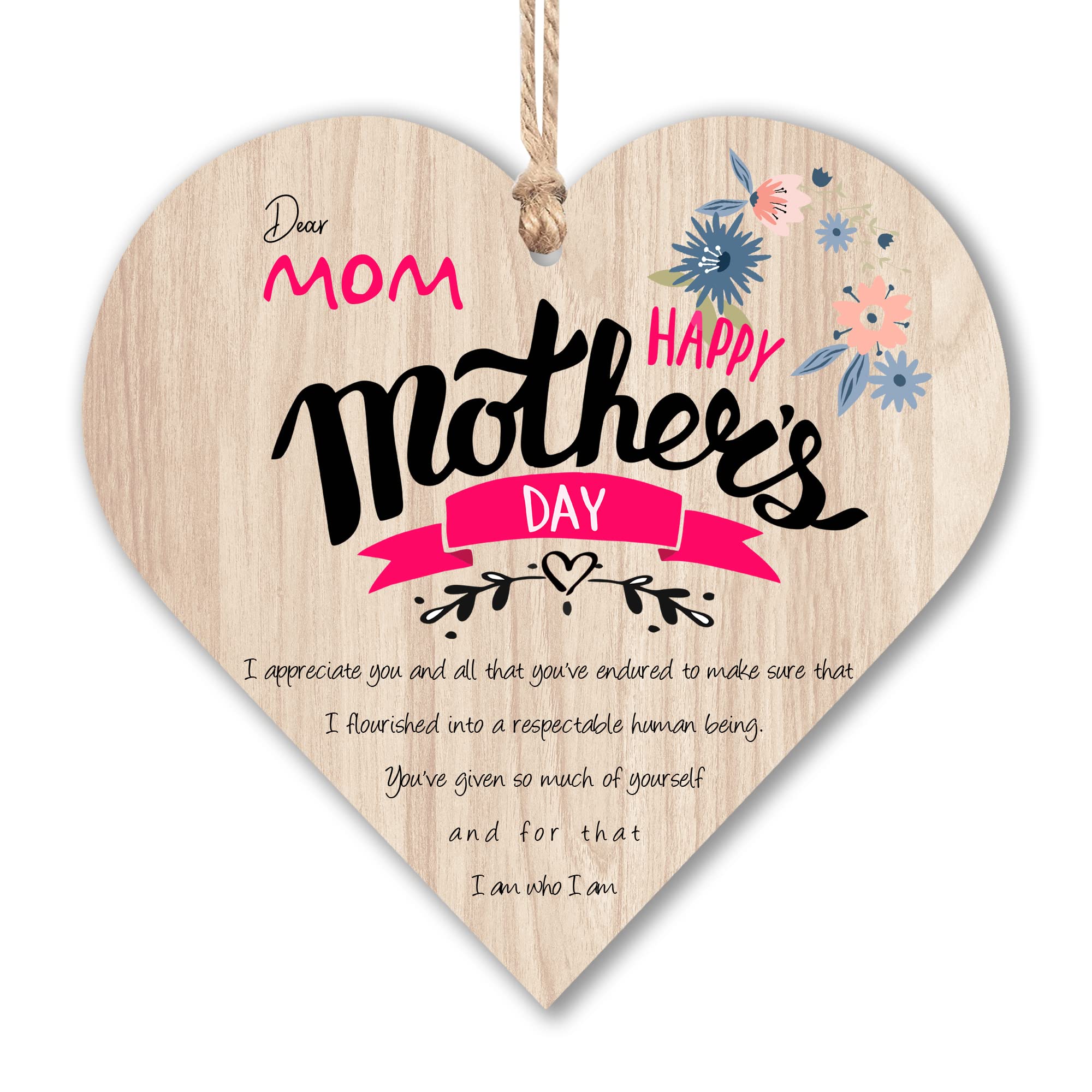 QUANTITY OF ASSORTED ITEMS TO INCLUDE GAOHAN 1PCS MOTHERS DAY GIFTS FOR MUM,BEST MUM GIFTS FROM DAUGHTER SON,WOODEN HANGING HEART PLAQUE,THANK YOU GIFT,MUM BIRTHDAY GIFTS,HEART PLAQUE WITH SAYINGS,NO