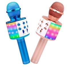12 X ICNOW WIRELESS MICROPHONE FOR KIDS ADULTS, KARAOKE BLUETOOTH MICROPHONES PORTABLE LED LIGHTS MIC SPEAKER FOR HOME KTV PARTY SINGING RECORDING, ROSE GOLD & BLUE - TOTAL RRP £199: LOCATION - RACK