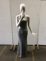 TFNC SILVER SEQUINED EVENING GOWN SIZE 12
