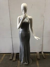 TFNC SILVER SEQUINED EVENING GOWN SIZE 10