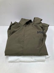 2 X HELLY HANSEN JACKET WHITE SIZE XL AND ARMY GREEN SIZE L - LOCATION 17A.