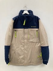 COLUMBIA COAT NAVY AND BEIGE SIZE M - LOCATION 33A.