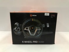 KROM K-WHEEL PRO - NXKROMKWHLPRO - STEERING WHEEL, PEDALS AND SHIFTER SET, STEERING WHEEL PADDLES, 3 SENSITIVITY MODES, PC, PS3, PS4, XBOX ONE & SWITCH, BLACK - LOCATION 36B.
