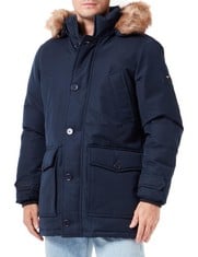 TOMMY HILFIGER ROCKIE DOWN PARKA MW0MW32778 QUILTED DOWN JACKETS, BLUE (DESERT SKY), L FOR MEN - LOCATION 50A.