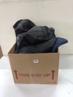 BOX OF ASSORTED CLOTHES INC BLACK PUFFER  JACKET