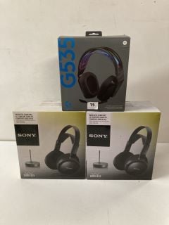 3 X ASSORTED HEADSETS TO INCLUDE SONY WIRELESS COMFORT - MODEL MDR-RF811RK