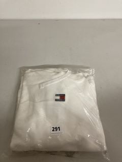 TOMMY JEANS BADGE LOGO HOODIE IN WHITE - SIZE UK 12