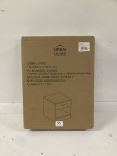 URBN LIVING COMPACT BEDSIDE TABLE WITH 1 DRAWER IN DARK GREY