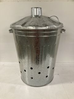 STAINLESS STEEL WASTE BIN WITH LID