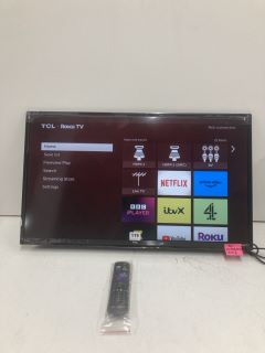 TCL 32" TV MODEL 32RS530K (WITH POWER LEAD, NO STAND, WITH REMOTE, SCRATCH ON SCREEN)