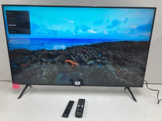 SAMSUNG 43" TV MODEL UE-43CU7100 (WITH STAND, POWER LEAD AND REMOTE & SMART REMOTE, CASE DAMAGE)