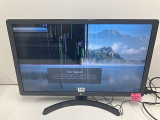 LG 28" TV MODEL 28TQ515S (WITH STAND, NO POWER LEAD, NO REMOTE, SMASHED SCREEN)