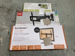 3 X TV MOUNTS TO INCLUDE SANDSTROM TILT TV BASE