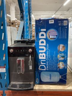 DRU BUDDI ELECTRIC CLOTHES DRYER AND A MELITTA AVANZE COFFEE MACHINE