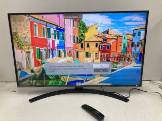 LG 43" TV MODEL LG43NGN0766 (WITH STAND, POWER LEAD AND REMOTE, CASE DAMAGE)