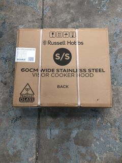 RUSSELL HOBBS 60CM WIDE BLACK STEEL VISOR COOKER HOOD