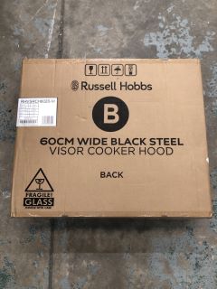 RUSSELL HOBBS 60CM WIDE BLACK STEEL VISOR COOKER HOOD