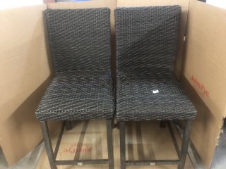 2X BLACK STACKABLE RATTAN GARDEN CHAIRS