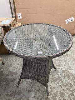 JOHN LEWIS GLASS TOPPED RATTAN BISTRO TABLE