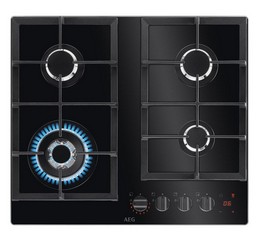 AEG 8000 FLAMELIGHT GAS ON GLASS HOB 60CM MODEL: HKB64450NB (IN PACKAGING) RRP: £597