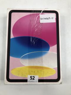 APPLE IPAD (10TH GEN) 64GB TABLET WITH WIFI IN PINK: MODEL NO A2696 (WITH BOX,NO CHARGER)  [JPTN40230]