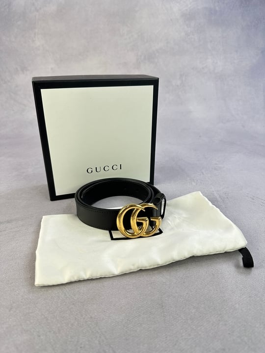 Gucci 414516 GG Leather Belt With Box And Dust Bag - Length Approximately 92cm (VAT ONLY PAYABLE ON BUYERS PREMIUM)