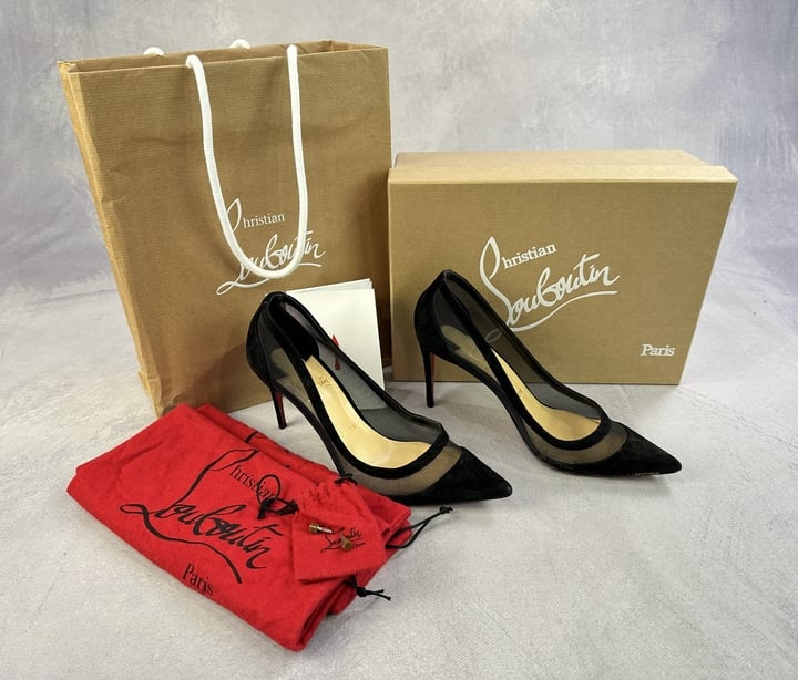 Christian Louboutin 1200724 Galativi Suede 85 Heeled Pumps With Box, Dust Bags And Extra Heel Tips - Size 37 (VAT ONLY PAYABLE ON BUYERS PREMIUM)
