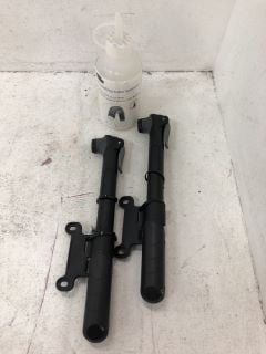 PALLET OF BICYCLE ACCESSORIES TO INCLUDE SELF HEALING TUBE SEALANT AND COMPACT PUMP WITH FRAME MOUNT BRACKET