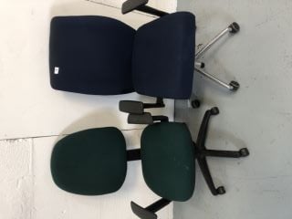 2X OFFICE CHAIRS IN GREEN/BLUE