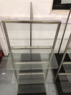 2 X GLASS AND CHROME TRIPLE SHELF DISPLAY UNITS