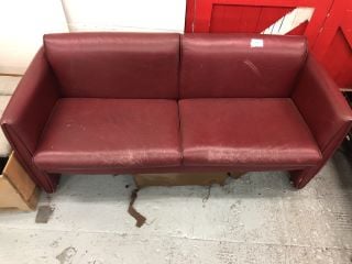 DARK RED LEATHER 3 SEAT SOFA