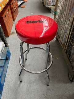 CLARKE WORKSHOP STYLE STOOL IN RED AND CHROME: LOCATION - BR12