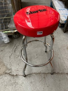 CLARKE WORKSHOP STYLE STOOL IN RED AND CHROME: LOCATION - BR12