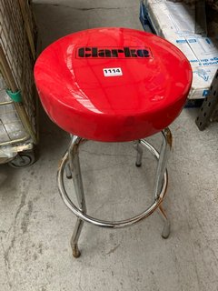 CLARKE WORKSHOP STYLE STOOL IN RED AND CHROME: LOCATION - BR12