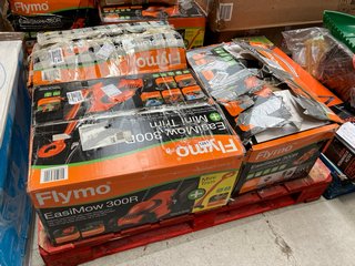 3 X FLYMO LAWNMOWERS TO INCLUDE EASIMOW 300R + MINI TRIM AND EASISTORE 300R LAWNMOWERS: LOCATION - A1