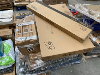 PALLET OF ASSORTED ITEMS TO INCLUDE NEO FLAT PACK DESK AND VASAGLE FLAT PACK CONSOLE TABLE: LOCATION - A3 (KERBSIDE PALLET DELIVERY)