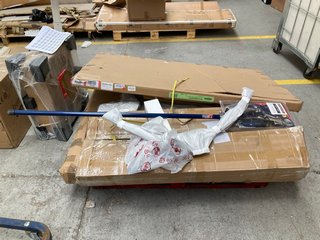 PALLET OF ASSORTED FURNITURE COMPONENTS TO INCLUDE RECEPTION UNIT 1400 TOP BOX A & RECEPTION UNIT 1400 SIDES AND BACK BOX B IN NOVA OAK: LOCATION - A5 (KERBSIDE PALLET DELIVERY)