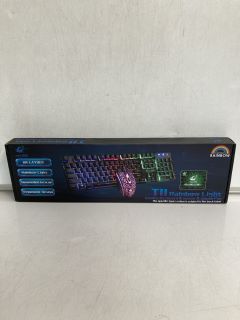 4 x TII RAINBOW LIGHT RGB GAMING KEYBOARD WITH MOUSE & MOUSE MAT