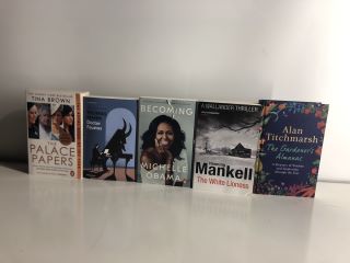 BOX OF ASSORTED BOOKS, TO INCLUDE SHANE WARNE, JENSON BUTTON & MICHELLE OBAMA AUTOBIOGRAPHIES.