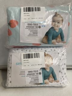 A BOX OF BABY CRIB SHEETS IN VARIOUS COLOURS