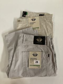 2 X DOCKERS 1 X ORIGINAL JEAN CUT SLIM FIT GREY SIZE W33 L30 & 1 X ORIGINAL CHINO SLIM FIT BEIGE SIZE W34 L30