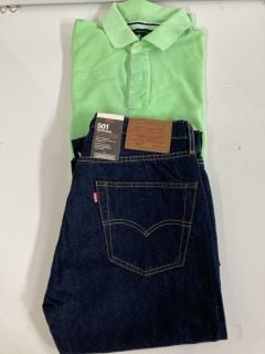 AN ASSORTMENT OF CLOTHING ITEMS TO INCLUDE TOMMY HILFIGER SLIM FIT T-SHIRT LIGHT GREEN SIZE XL